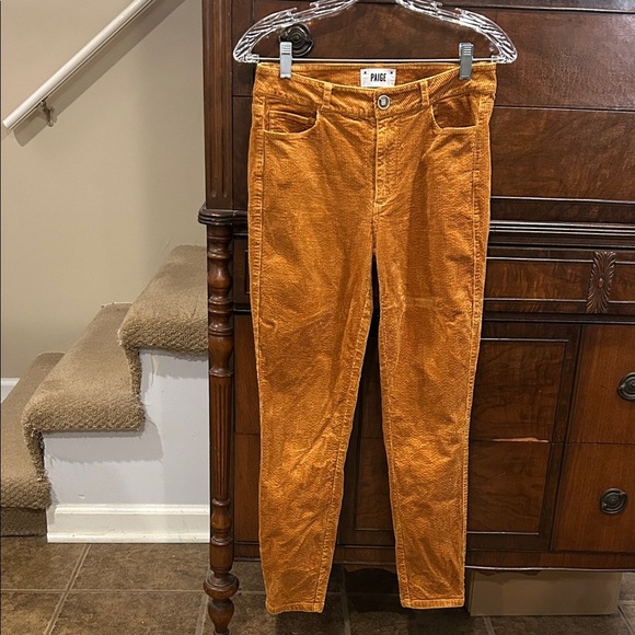 Paige Orange Rust Hoxton Corduroy Cropped Cords Women's Size 28 - Picture 2 of 12